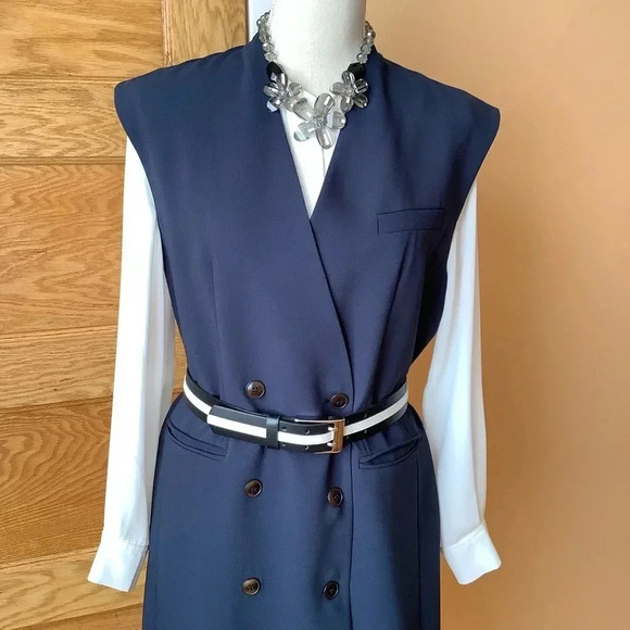 KENDI BOUTIQUE Navy Double Breasted Blazer Dress Size M - Picture 5 of 16